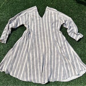 Zara cream and black Striped Casual mini Dress M